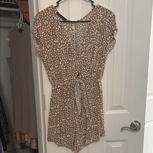 Simplee Apparel Brown and White Polka Dot Romper